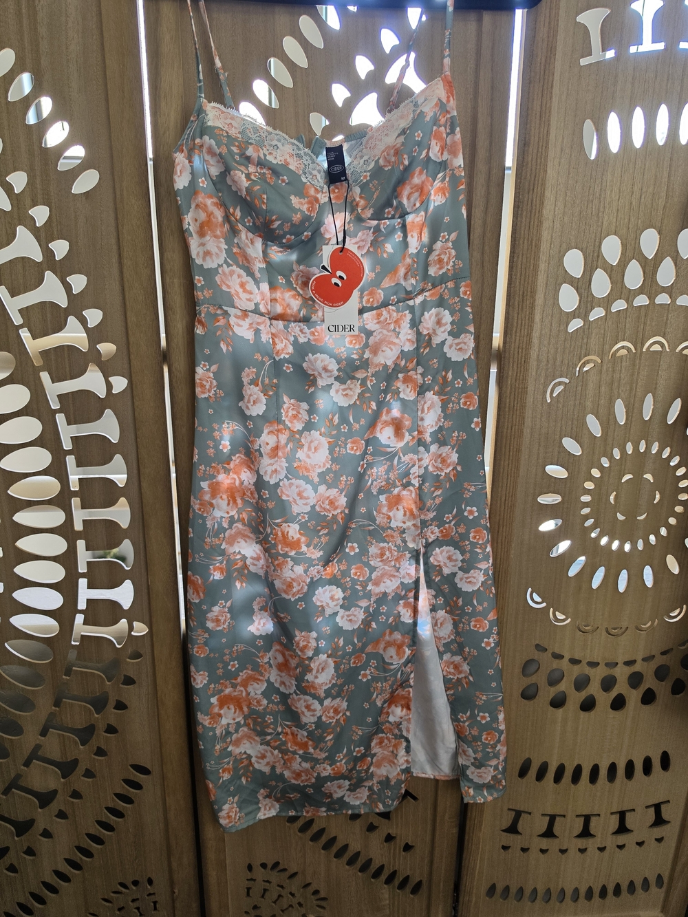 Cider Floral Slip Dress in Sage Green and Coral